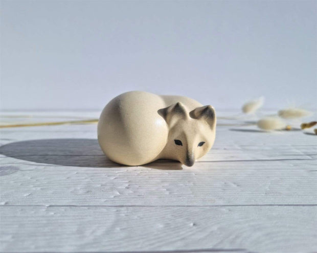 Lisa Larson Ceramic Lisa Larson for Gustavsberg, Duo of Modernist 'Rav' Arctic Foxes, Nordic Zoo 1990s series, Swedish