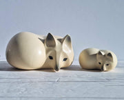 Lisa Larson Ceramic Lisa Larson for Gustavsberg, Duo of Modernist 'Rav' Arctic Foxes, 'Skansen' (Nordic Zoo) series, 1970s