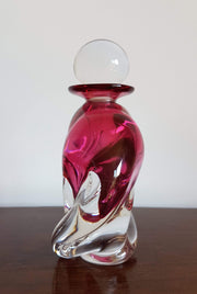Little River Hotglass Curio 1989 American Little River Hotglass Studio Winged Strawberry Twist Pink Perfume Bottle