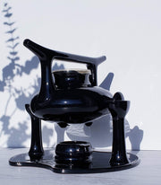 Luigi Colani Ceramic Luigi Colani 1973 Zen Series for Friesland, Ceracron Stoneware, Black Space Age Atomic Teaset for 4