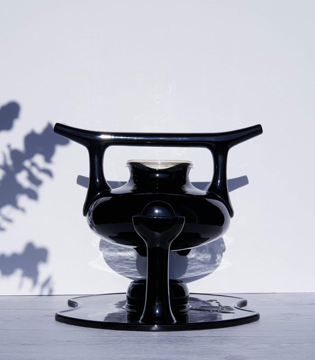 Luigi Colani Ceramic Luigi Colani 1973 Zen Series for Friesland, Ceracron Stoneware, Black Space Age Atomic Teaset for 4