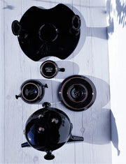 Luigi Colani Ceramic Luigi Colani 1973 Zen Series for Friesland, Ceracron Stoneware, Black Space Age Atomic Teaset for 4