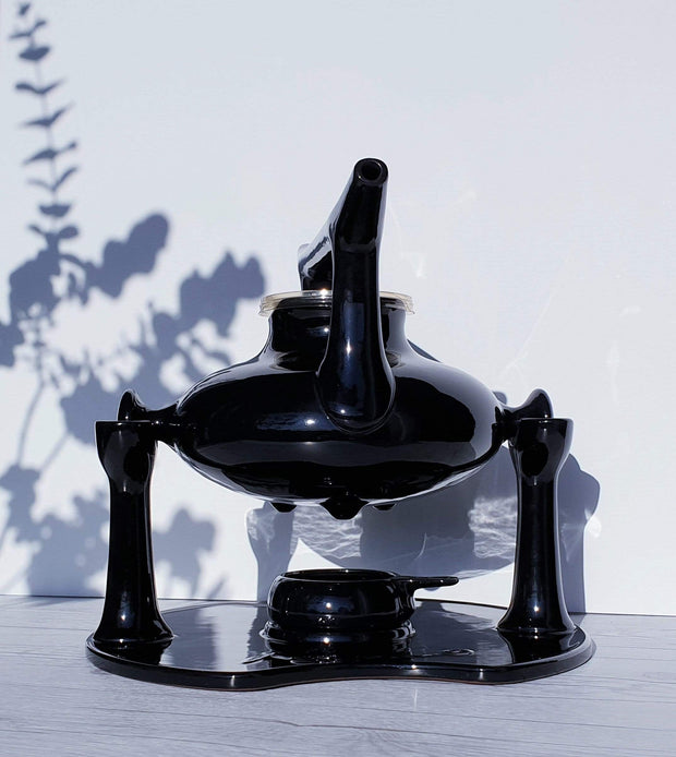 Luigi Colani Ceramic Luigi Colani 1973 Zen Series for Friesland, Ceracron Stoneware, Black Space Age Atomic Teaset for 4