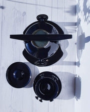 Luigi Colani Ceramic Luigi Colani 1973 Zen Series for Friesland, Ceracron Stoneware, Black Space Age Atomic Teaset for 4