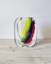 Murano Glass Luigi Onesto for Onesto Oball, Postmodern Palette Abstract Sommerso Vase, 1980s, Italian