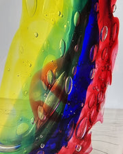 Murano Glass Luigi Onesto for Onesto Oball, Postmodern Palette Abstract Sommerso Vase, 1980s, Italian