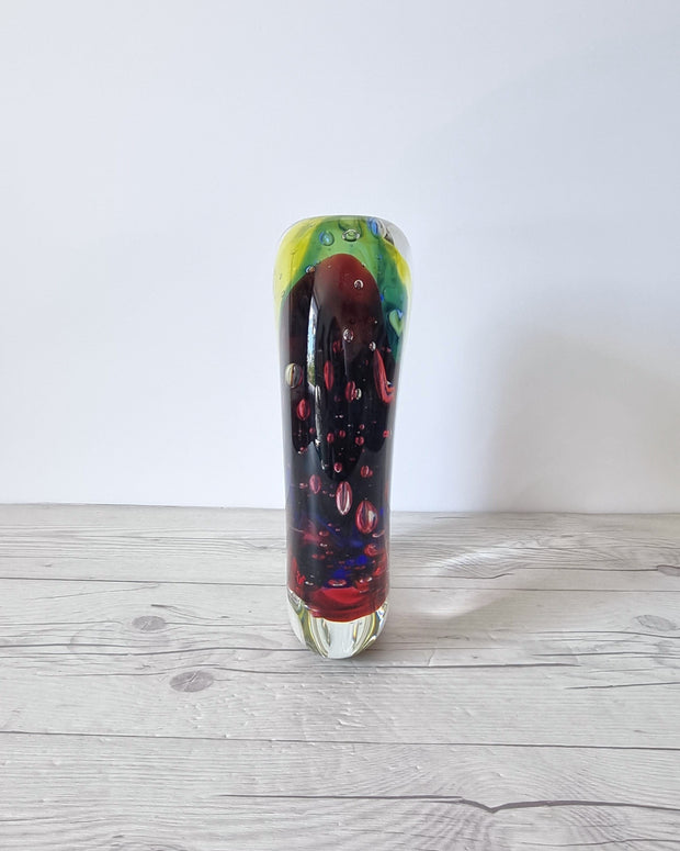 Murano Glass Luigi Onesto for Onesto Oball, Postmodern Palette Abstract Sommerso Vase, 1980s, Italian