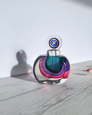 Murano Glass Luigi Onesto for VA, Murano Triple Sommerso Slice Form Perfume Bottle, Signed, 70s-80s