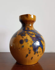 Marei Keramik Ceramic 1970s West German Marei Keramik Mustard, Indigo and Purple 'Brasil' Glaze Ceramic Flagon Jug Vase