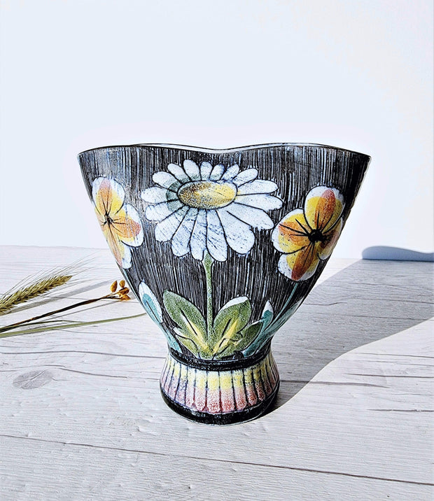 AnyesAttic Ceramic Margit Lagerqvist for Tilgmans Keramik, Daisy and Buttercup Spring Vase | Sweden, 1950s-60s