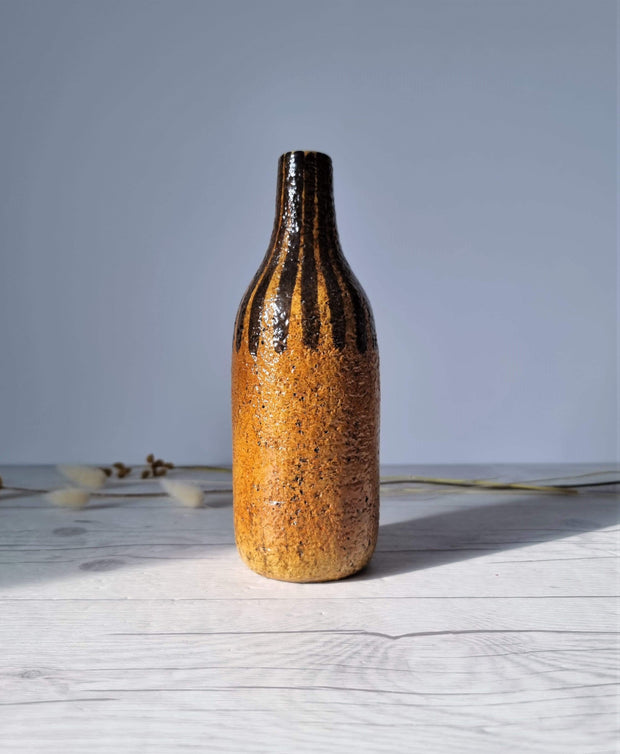 Upsala Ekeby Ceramic Mari Simmulson for Upsala Ekeby, 1960 Eritrea Series, Burnt Sugar and Caramel Palette Bottle Vase