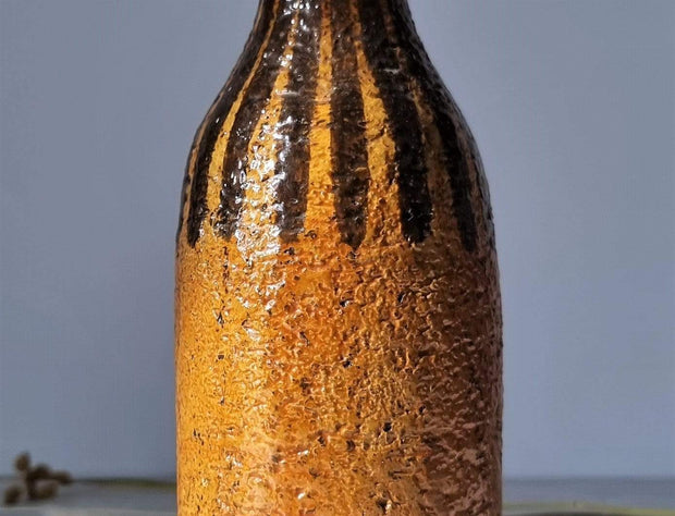 Upsala Ekeby Ceramic Mari Simmulson for Upsala Ekeby, 1960 Eritrea Series, Burnt Sugar and Caramel Palette Bottle Vase