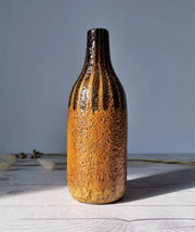 Upsala Ekeby Ceramic Mari Simmulson for Upsala Ekeby, 1960 Eritrea Series, Burnt Sugar and Caramel Palette Bottle Vase