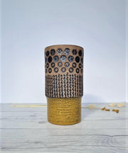 Upsala Ekeby Ceramic Mari Simmulson for Upsala Ekeby, 1966 Peru Series, 6073m Chartreuse and Taupe Textured Vase