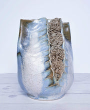 AnyesAttic Ceramic Maria & Schott for Töpferei Schott Studio Pottery, Large Sculpted Anemone Ceramic Vase | 1980s-90s