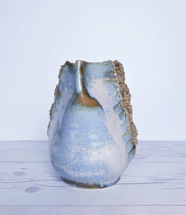 AnyesAttic Ceramic Maria & Schott for Töpferei Schott Studio Pottery, Large Sculpted Anemone Ceramic Vase | 1980s-90s