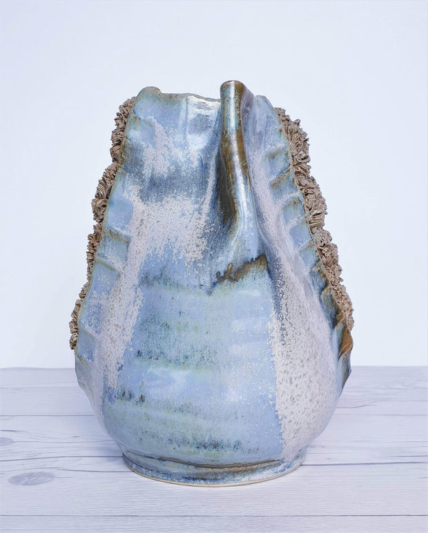 AnyesAttic Ceramic Maria & Schott for Töpferei Schott Studio Pottery, Large Sculpted Anemone Ceramic Vase | 1980s-90s