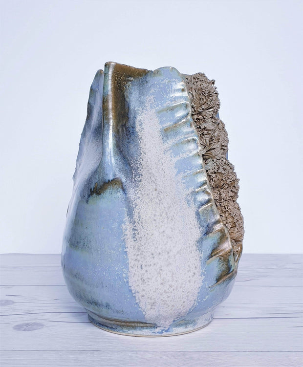 AnyesAttic Ceramic Maria & Schott for Töpferei Schott Studio Pottery, Large Sculpted Anemone Ceramic Vase | 1980s-90s