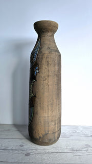 Tilgmans Keramik Ceramic Marian Zawadski for Tilgmans Keramik 1966 Mid Century Modern Sgraffito Sculptural Bottle Floor Vase