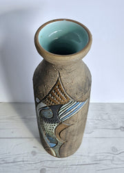 Tilgmans Keramik Ceramic Marian Zawadski for Tilgmans Keramik 1966 Mid Century Modern Sgraffito Sculptural Bottle Floor Vase