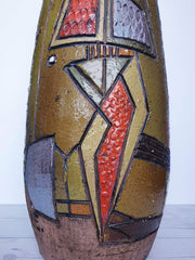 AnyesAttic Ceramic Marian Zawadzki for Tilgmans Keramik, 1965 Scandinavian Modern Sgraffito Sculptural Floor Vase