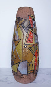 AnyesAttic Ceramic Marian Zawadzki for Tilgmans Keramik, 1965 Scandinavian Modern Sgraffito Sculptural Floor Vase