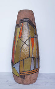 AnyesAttic Ceramic Marian Zawadzki for Tilgmans Keramik, 1965 Scandinavian Modern Sgraffito Sculptural Floor Vase