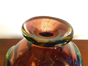 Mdina Glass Glass 1970s Maltese Mdina Pulled Ears 'Poppa', Amber, Purple, Blue and Yellow Biomorphic Art Glass Vase