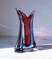 AnyesAttic Glass Mid Century Murano att. Flavio Poli, Multi-Layer Sommerso Sculpted Vase | 1950s-70s, Rare Form