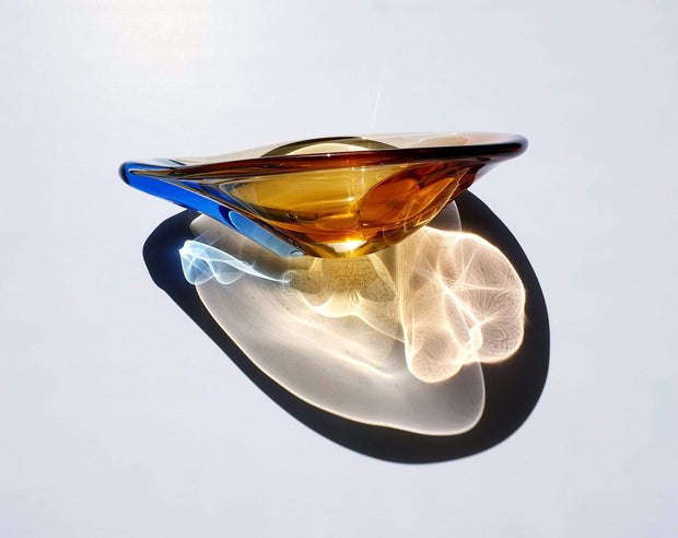 AnyesAttic Glass Mstisov by Hana Machovska, Romana Series Modernist Art Glass Teardrop Dish | 1960s, Czech, Rare