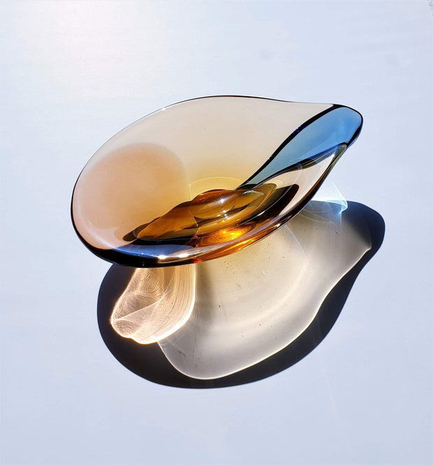 AnyesAttic Glass Mstisov by Hana Machovska, Romana Series Modernist Art Glass Teardrop Dish | 1960s, Czech, Rare