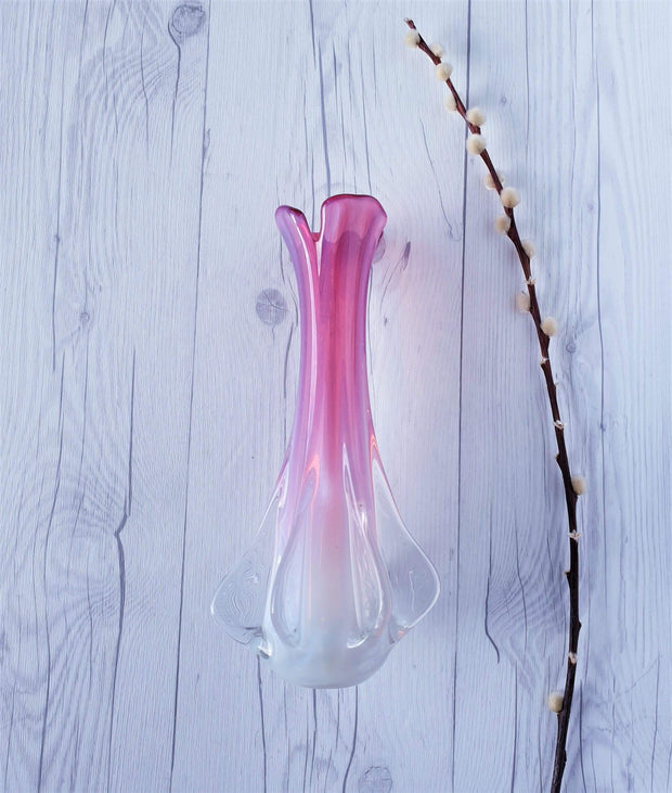 Murano Glass Murano Fratelli Toso in Pink, Opalescent and Clear, 'Propeller' Vase | 1950s-60s, Italian, Rare Form