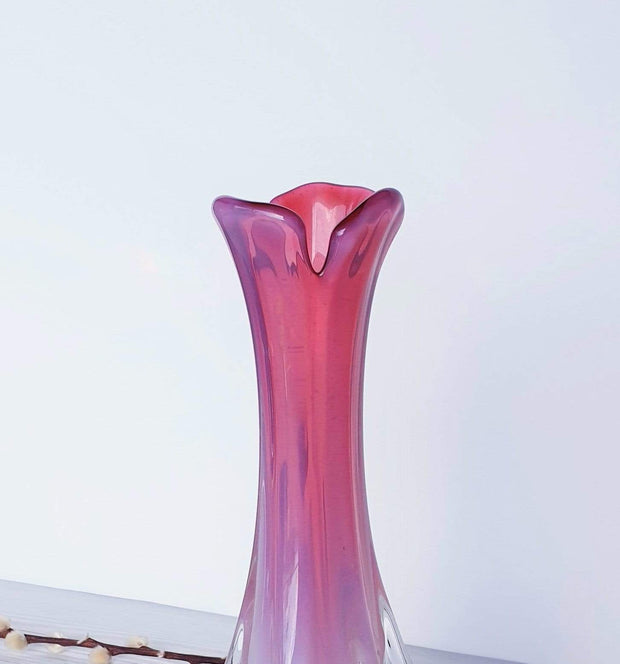 Murano Glass Murano Fratelli Toso in Pink, Opalescent and Clear, 'Propeller' Vase | 1950s-60s, Italian, Rare Form