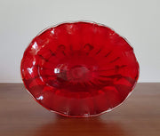 Murano Glass 1930s - 50s Italian Murano Barovier & Toso Ruby Red and Gold Avventurine Blackberries Footed Dish