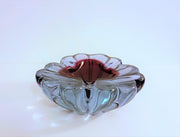 Murano Glass 1960s Italian Murano Sommerso Sculpted Art Glass Neodymium / Alexandrite and D. Pink Dish