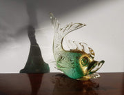 Murano Glass 1970s Italian Murano Aventurine Gold and Green Sommerso Fish Figurine att. Archimede Seguso