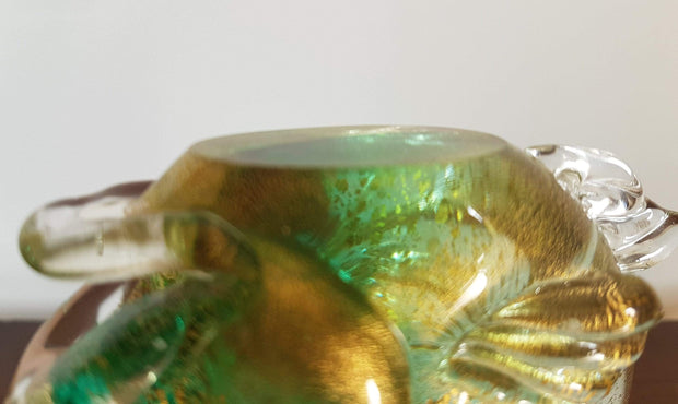 Murano Glass 1970s Italian Murano Aventurine Gold and Green Sommerso Fish Figurine att. Archimede Seguso