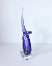Murano Glass 1980s - 90s Italian Murano Sommerso Love Knot Blue and Fuchsia Abstract Art Glass Sculpture