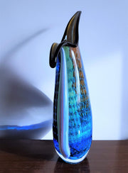 Murano Glass 1980s Italian Murano Modern Bullicante, Sommerso and Crackle Cased Glass Beak Jug Vase