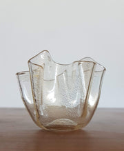 Murano Glass Collectors: 1950s Italian Murano Venini Gold Aventurine (Avventurina) Fazzoletto Art Glass Vase