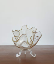Murano Glass Collectors: 1950s Italian Murano Venini Gold Aventurine (Avventurina) Fazzoletto Art Glass Vase