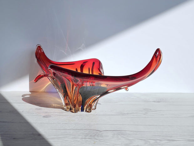 Murano Glass Murano, Scarlet Candy, Amber and Midnight Blue Palette, Statement Splash Centrepiece, 1960s-70s