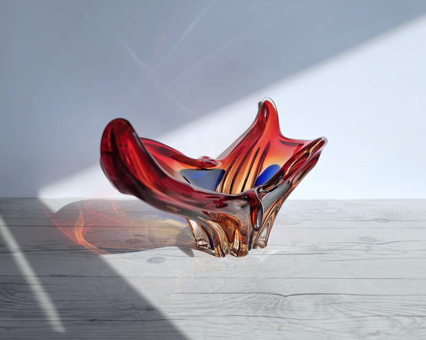 Murano Glass Murano, Scarlet Candy, Amber and Midnight Blue Palette, Statement Splash Centrepiece, 1960s-70s