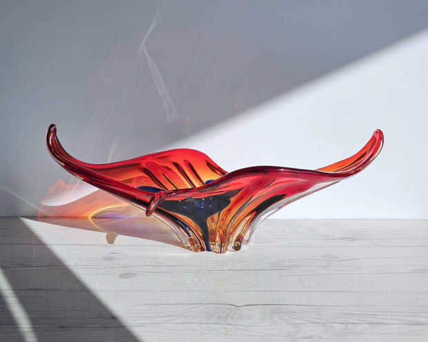 Murano Glass Murano, Scarlet Candy, Amber and Midnight Blue Palette, Statement Splash Centrepiece, 1960s-70s