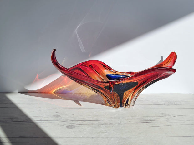 Murano Glass Murano, Scarlet Candy, Amber and Midnight Blue Palette, Statement Splash Centrepiece, 1960s-70s