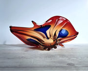 Murano Glass Murano, Scarlet Candy, Amber and Midnight Blue Palette, Statement Splash Centrepiece, 1960s-70s