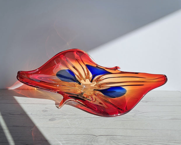 Murano Glass Murano, Scarlet Candy, Amber and Midnight Blue Palette, Statement Splash Centrepiece, 1960s-70s