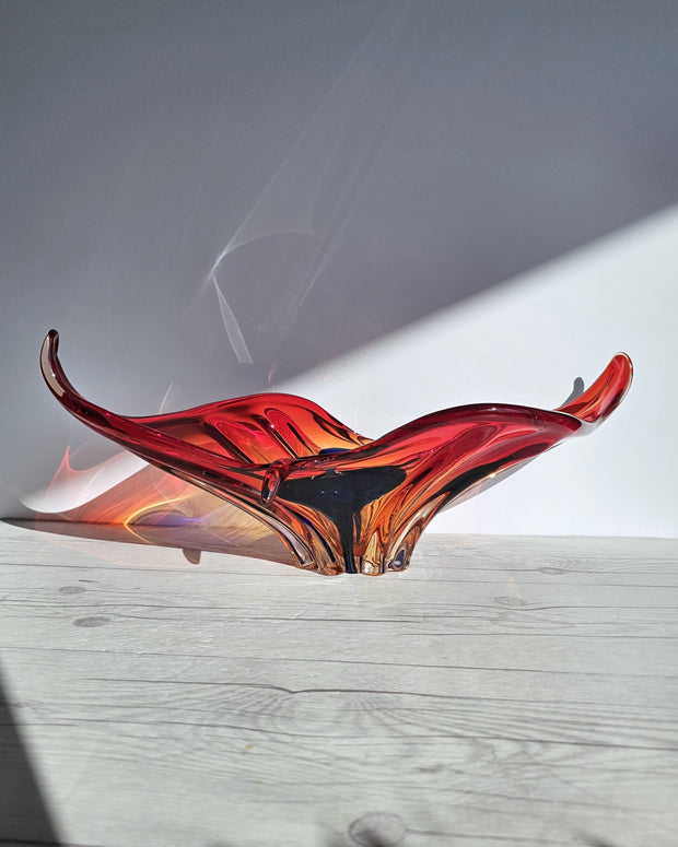 Murano Glass Murano, Scarlet Candy, Amber and Midnight Blue Palette, Statement Splash Centrepiece, 1960s-70s