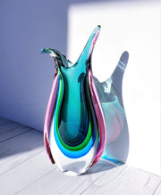 AnyesAttic Glass Murano Sommerso Quad Colour Art Glass 'Beaker' Pitcher Vase, Luigi Onesto, 1970s - 80s