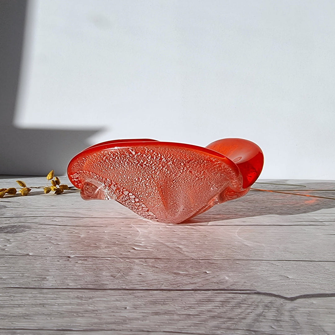未使用★一輪挿し VETRO ARTISTICO MURANO GLASS Murano Vetro Artistico Veneziano Candy Apple and Silver